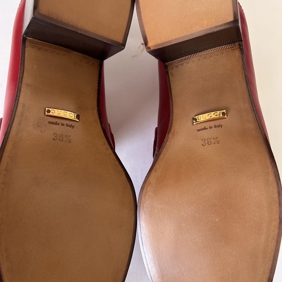 GUCCI Women's Red Leather Heeled Horsebit Loafers Size 8.5 (US) NIB 475657 - Picture 6 of 9